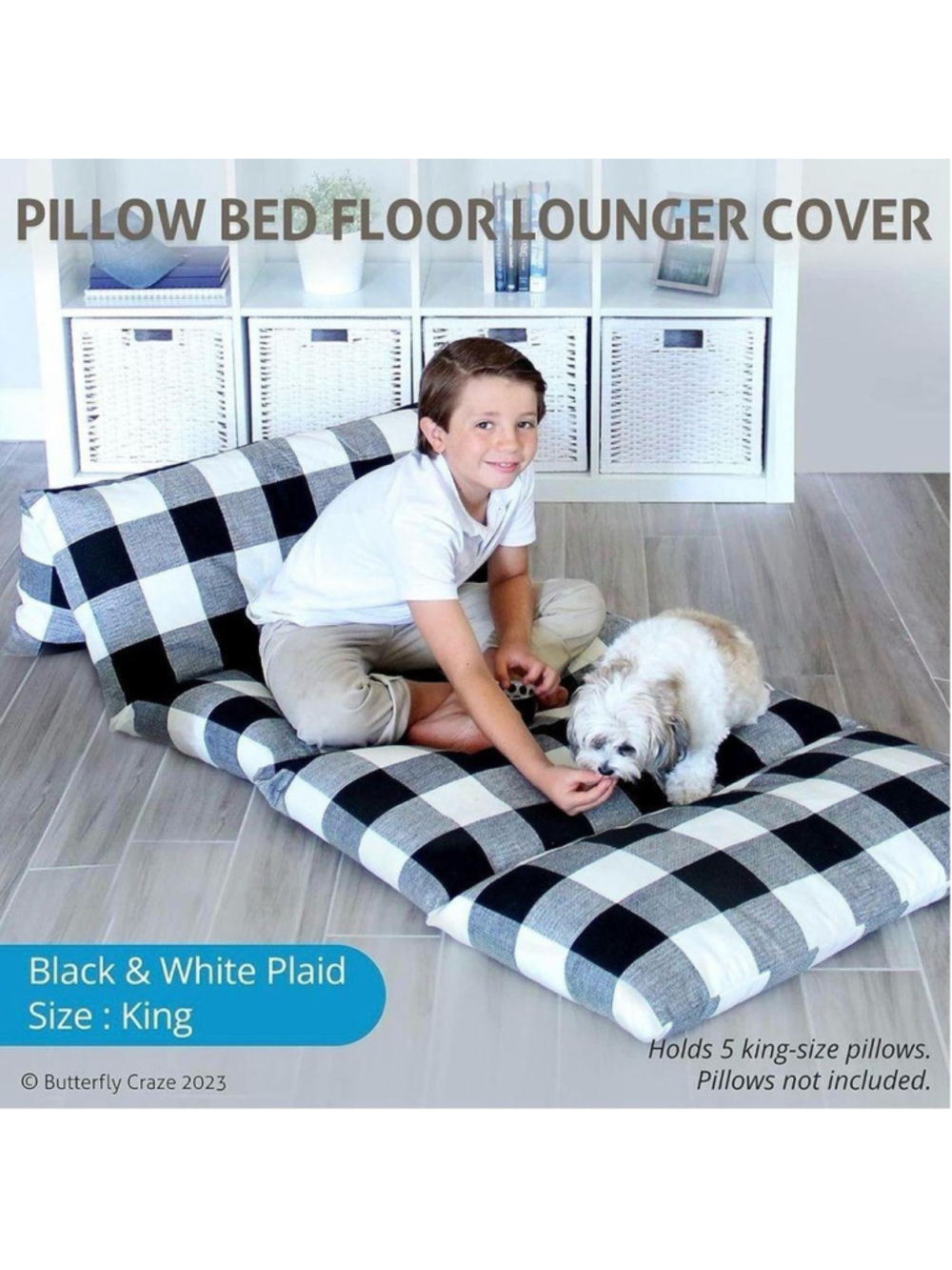 NIB Gingham Lounger Pillow Cover, Uses 5 King Size Pillows (NOT INCLUDED)
SOFT